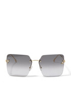 Fendi First Monogram Hardware Rimless Sunglasses