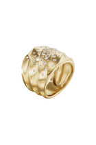 Cable Edge Saddle Ring, 18k Recycled Yellow Gold & Diamonds