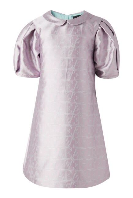 Kids EA Monogram Satin-Jacquard Dress