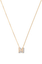 'M' Letter Pendant Necklace, 18k Yellow Gold with Diamonds & Enamel