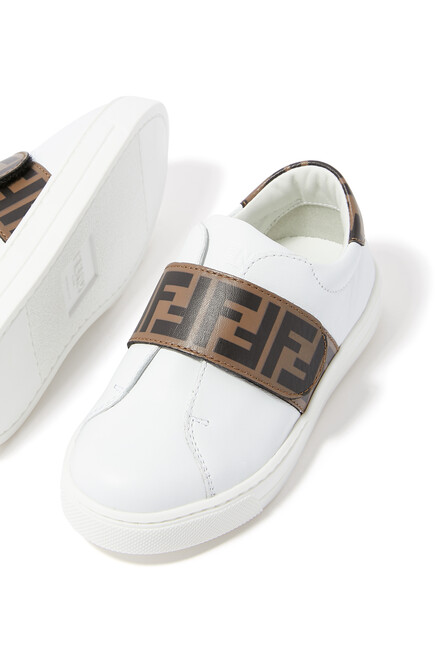 Kids Velcro Logo Monogram Sneakers