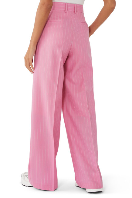 Pinstripe Wide-Leg Pants