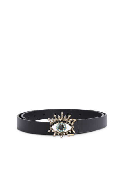 Evil Eye Buckle Leather Belt