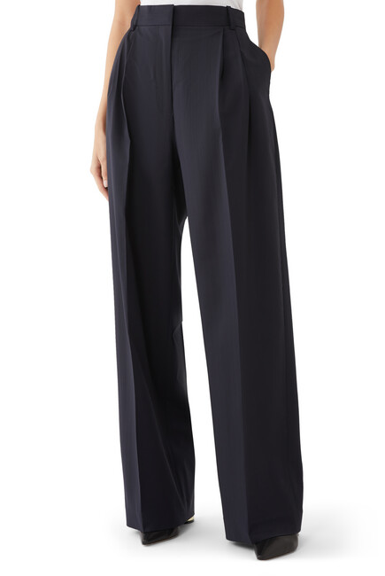 Wide Leg Pleated Trousers