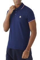 Tri-Color Stripe Logo Patch Polo Shirt