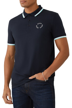 Circular Logo Slim-Fit Polo Shirt