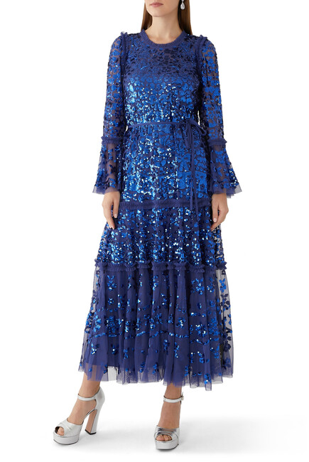 Annie Sequin Tiered Ankle Gown