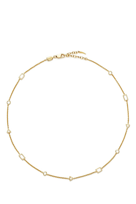 Floating Stone Charm Choker, 18k Gold-Plated Vermeil