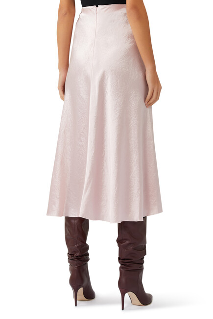 Raw Edge Paneled Slip Midi Skirt