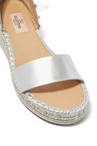 Rockstud 55 Leather Espadrille Wedge Sandals