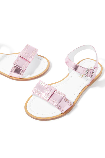 Kids Metallic Bow Sandals