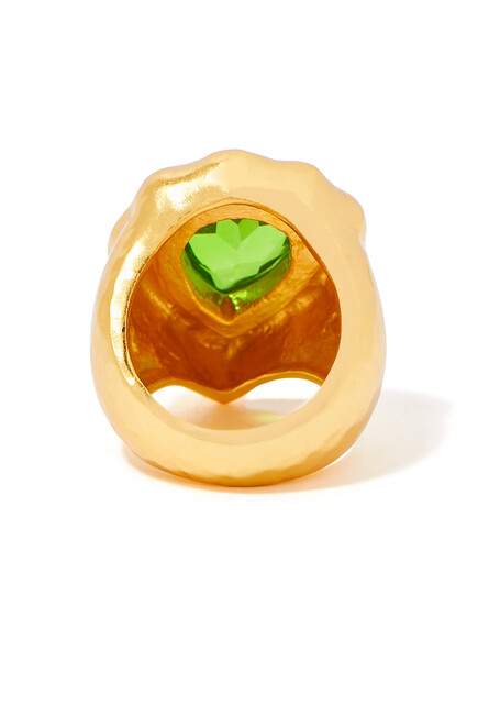 Paulina Ring, 24k Gold-Plated Brass & Green Peridot Quartz