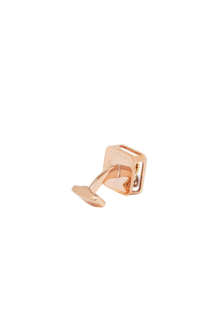 Square Gear Cufflinks In Rose Gold Plated Stainless Steel