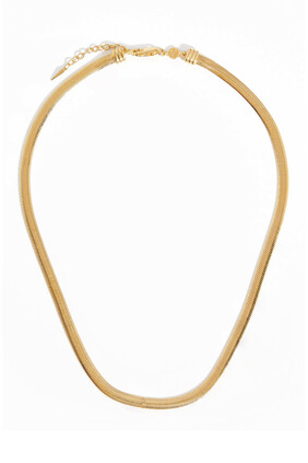 Flat Snake Chain Necklace, 18k Gold Plated Sterling Silver