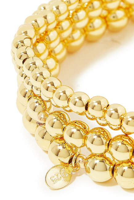 Noor Bracelet Set, 14k Gold Plated Brass