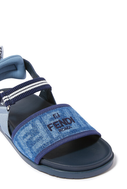 Kids FF Logo Denim Sandals