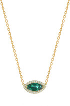 18K Yellow Gold Eye Marquise Emerald Necklace