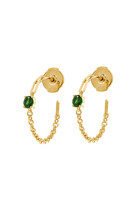 Solitaire Hoop Earrings, 18k Yellow Gold & Tsavorites