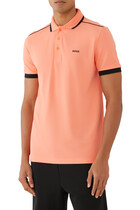 Paddy 1 Cotton-Pique Polo Shirt with Contrast Stripes and Logo
