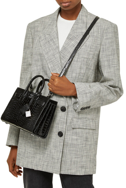 Classic Sac de Jour Nano in Crocodile-Embossed Shiny Leather