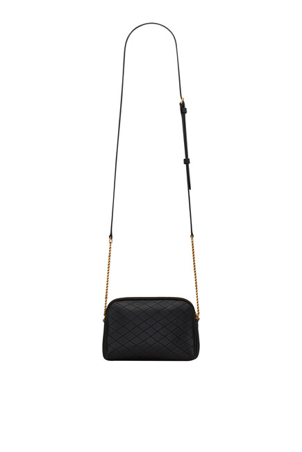 Saint Laurent - Gaby Black Quilted Leather Logo Chain Phone Holder