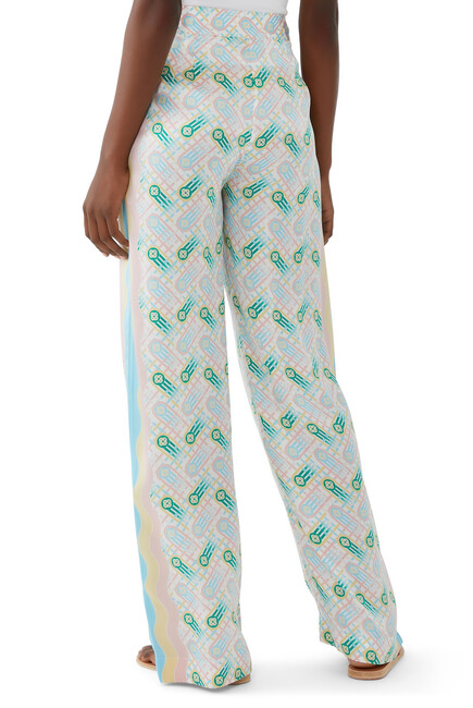 Monogram Print Straight Trousers