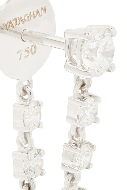 Chain Round Solitaire Single Earring, 18k White Gold & Diamonds