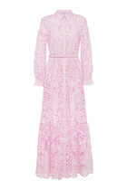 Pink Cotton Lace Maxi Dress