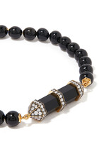 Chakra Medium Horizontal Beaded Bracelet, 18k Yellow Gold with Diamonds & Black Onyx