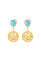 Party Pooper Earrings, Gold-Plated Brass Stud Earrings & Swarovski Crystals