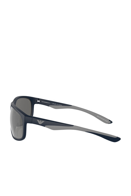 Men's D-Frame Sunglasses in Black with Dark Grey Lenses