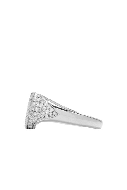 Baby Signet Ring, 18k White Gold with Diamonds