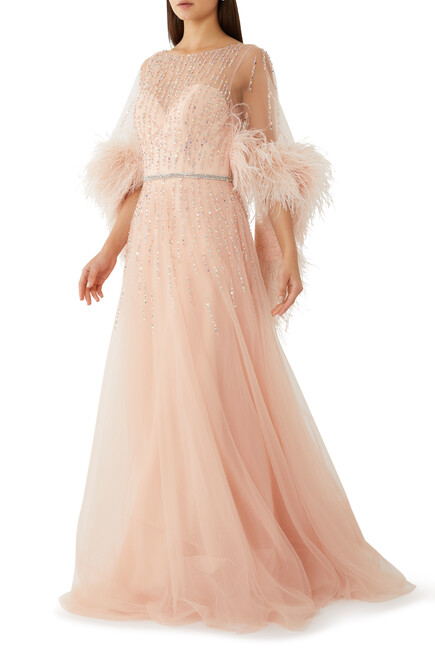 Feather Cuff Gown