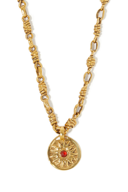 Talisman Astro Sun Necklace, 24k Gold-Plated Brass