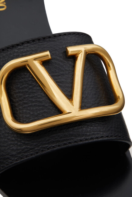   VLogo Leather Slides