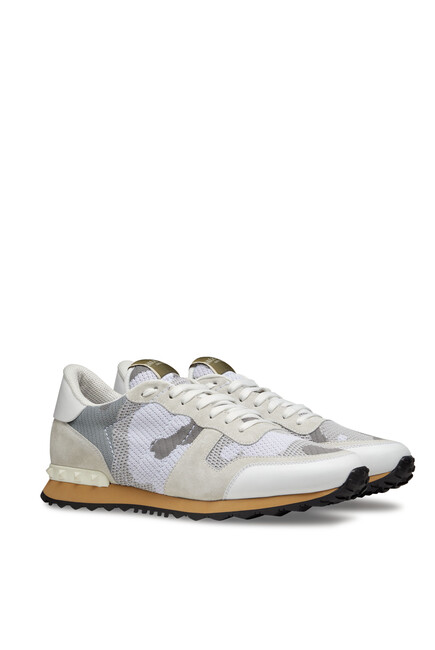 Camouflage Leather and Mesh Rockrunner Sneakers