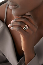 Shield Ring, 18k Rose Gold with Enamel, Diamonds & Ruby
