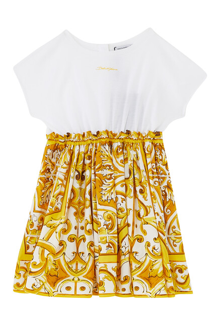 Kids All Over Printed Majolica Giallo Dress