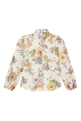 Buttoned Floral Blouse