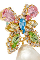 Mariah Earrings, 24k Gold-Plated Stud Earrings & Fresh Water Baroque Pearls, Swarovski Crystals