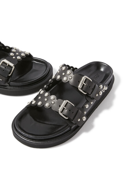 Lennya Flat Sandals in Studded Leather