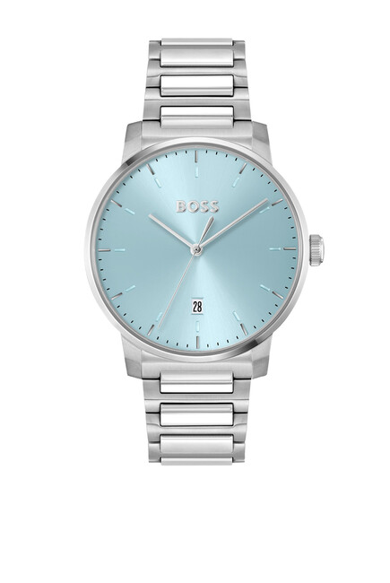 Dean H-Link-Bracelet Watch With Light-Blue Dial