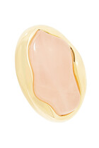 Sybil Stud Earrings, 18k Gold-Plated Brass & Rose Quartz