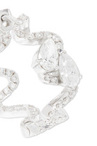 Double Diamond Wave Hoop Earrings, 18k White Gold & Diamonds
