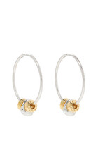 Abacus Beaded Medium Charm Hoop Earrings, Rhodium on Sterling Silver, 18k Recycled Gold Vermeil on Sterling Silver