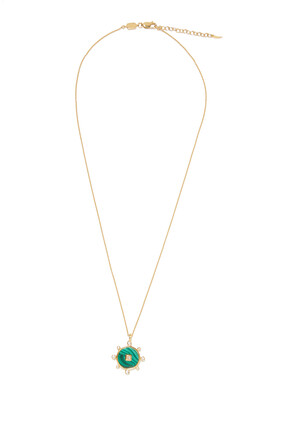 Spherical Pendant Necklace, 18K Gold-Plated Sterling Silver & Malachite