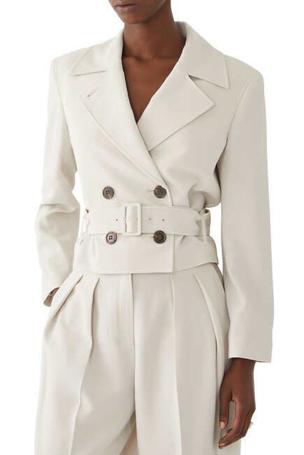 Cropped Belted Trench Jacket