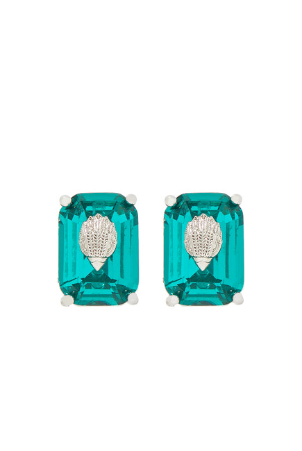 Emerald Cut Crystal Stud Earrings