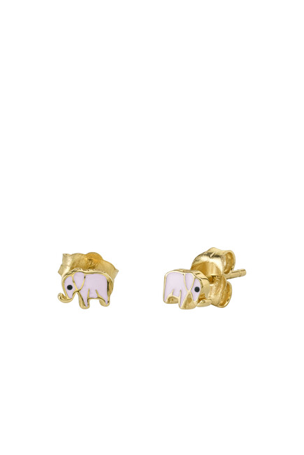 Kids Elephant Studs, 14k Yellow Gold