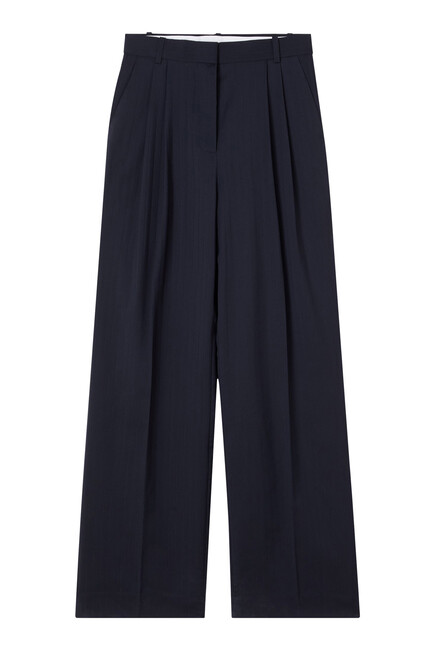 Wide Leg Pleated Trousers